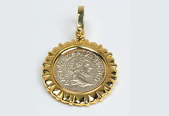 26. CF999 14kt Gold Pendant With Ancient Roman Silver Coin