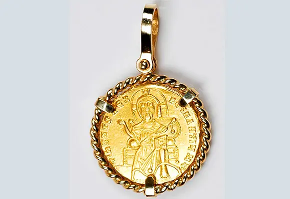 35. CF280 14kt Gold Pendant With Ancient Byzantine Gold Coin
