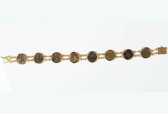 37. RCB80 14kt Gold Bracelet With Eight Biblical Widow’s Mites