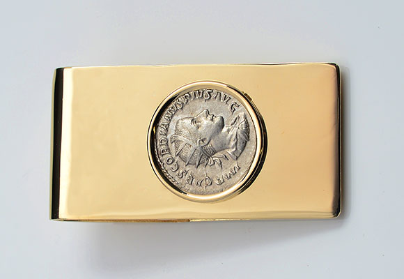 4.MC40.RS 14kt Money Clip With Ancient Roman Silver Coin