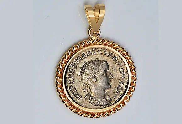 45. CF10 14kt Gold Pendant With Ancient Roman Silver Coin