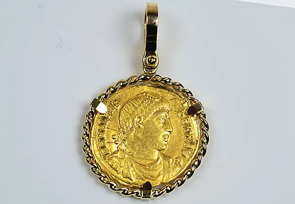 46. CF710 18kt Gold Pendant With Ancient Roman Gold Solidus Coin