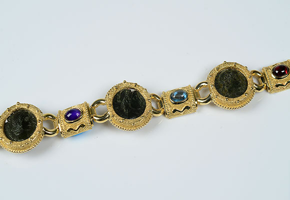 5. BR800 14kt Gold Bracelet With Ancient Roman Bronze Coins