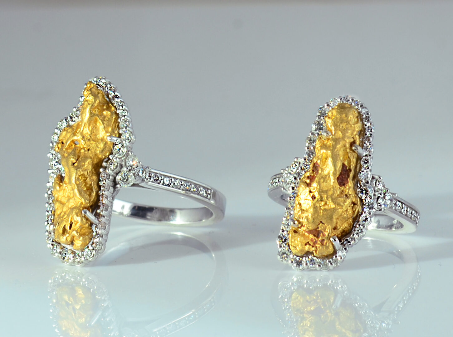 SPECIAL ORDER3 14KT WG NUGGET RINGS -82 CTS
